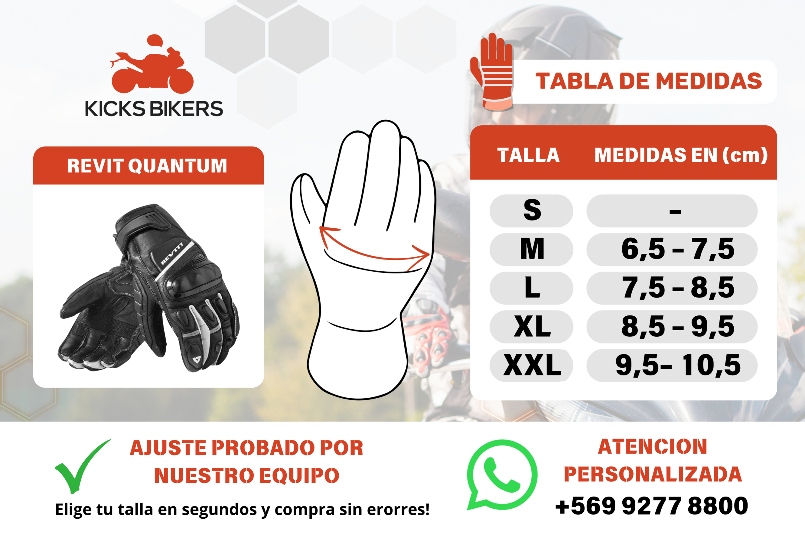 Motos y Detailing Guante De Cuero Revit Quantum Gran Proteccion Y Durabilidad - Imagen 6