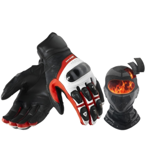 Guantes de cuero de cabra Revit Chevron Rojo + Balacalva térmica